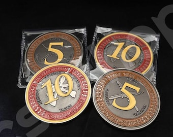 CS2/CSGO Veteran Coin Handmade Metal pack (5 & 10 Year) – CS2 Collectible (Pack of 2 coins)