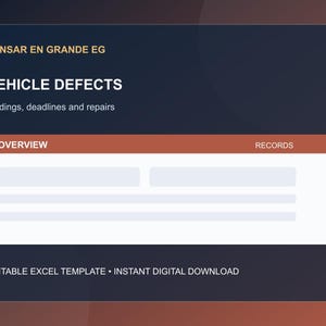 Registratie van defecten bij voertuiginspectie in Excel | Tracker voor reparaties die nodig zijn en de afhandeling ervan