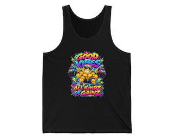Good Vibes All Kindz Of Gainz Tank Top | Funny Gym Tank for Men | Classic Workout Tank Gift
