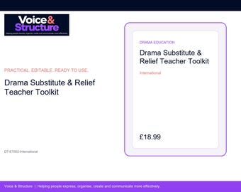 Drama Substitute & Relief Teacher Toolkit - International Edition | Editable Digital Resource