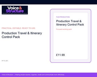 Production Travel & Itinerary Control Pack | Editable Digital Resource