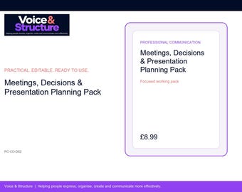 Meetings, Decisions & Presentation Planning Pack | Editable Digital Resource