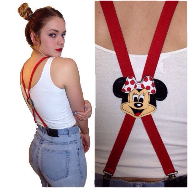 VTG Red Minnie Mouse Suspenders