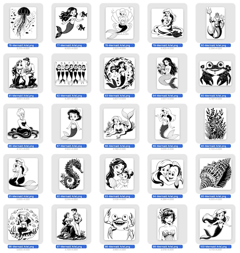 Specific Search Vector Ariel Little Mermaid SVG EPS PNG Underwater Cartoon Vector Bundle - Etsy