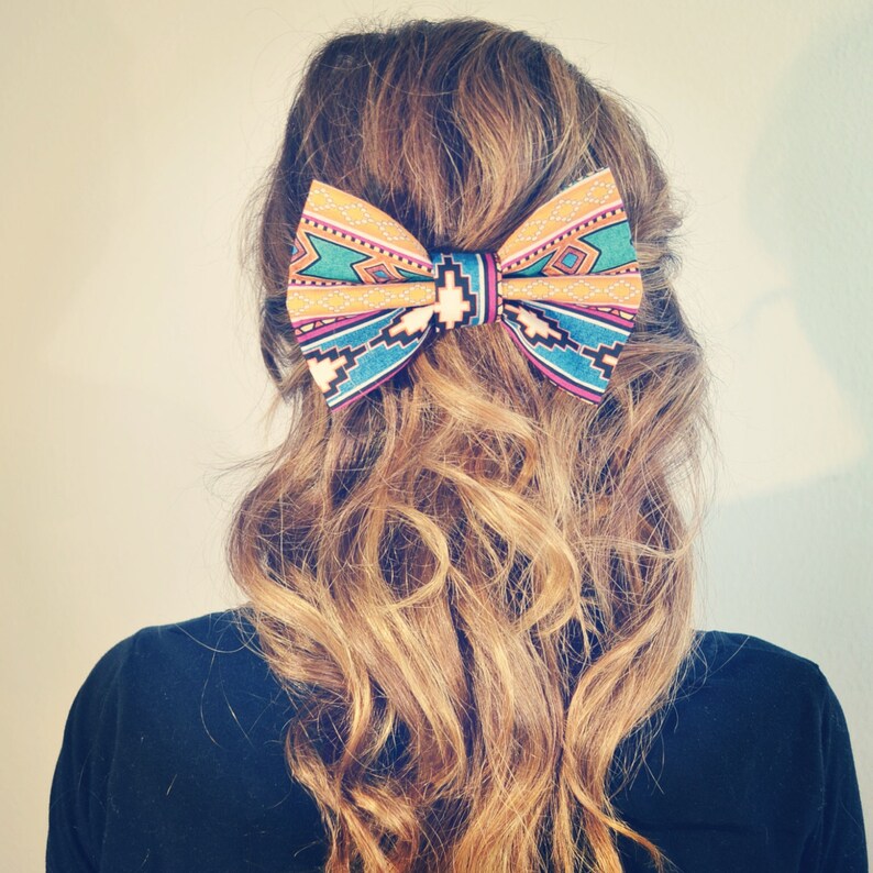 Aztec/Tribal Print Hair Bow image 2