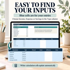 Basic Budget Planner for Google Sheets | Monthly Spreadsheet, Expense & Bill Tracker | Simple Household Budget
