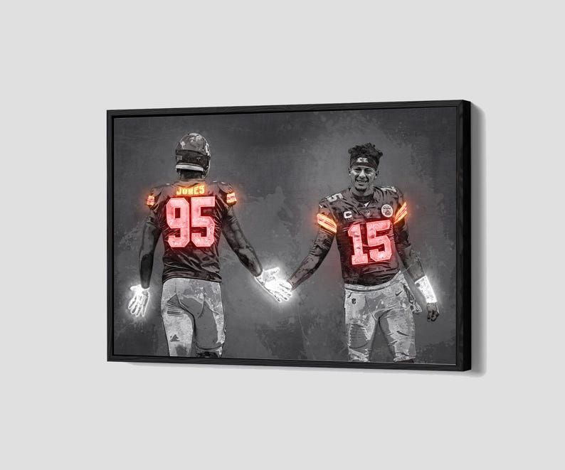 Two Option Guide Poster Mahomes Jones Poster Kansas City Chiefs Canvas Football Wall Art NFL ...