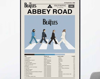 John Lennon & George Harrison Band Music Album Memorabilia Gifts for Guys & Girls Bedroom The Beatles Abbey Road 3D Poster Wall Art Decor Framed Print 14.5x18.5 Lenticular Posters & Pictures