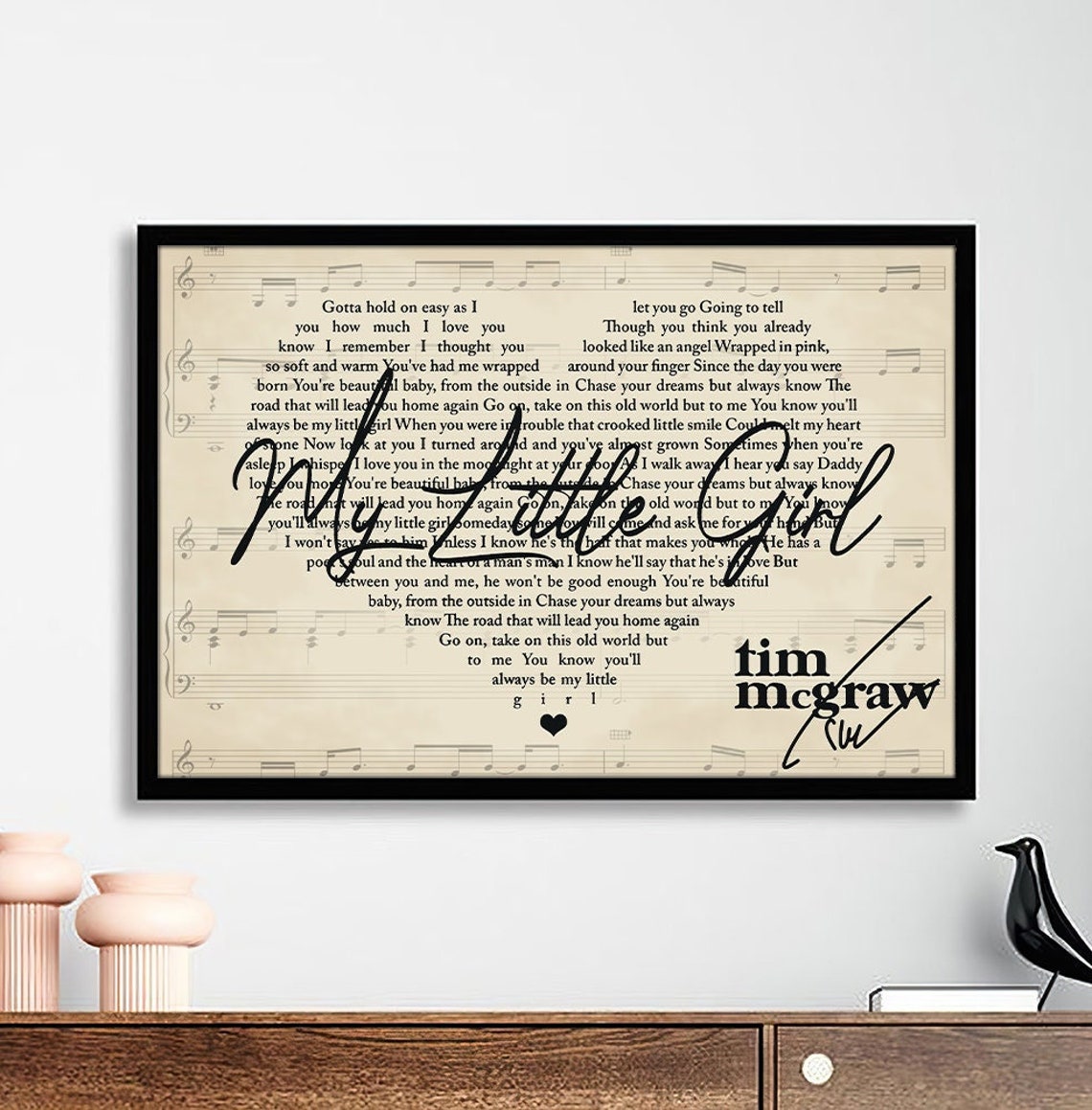 Tim Mcgraw My Little Girl Lyrics Poster Reflected Music Album Etsy