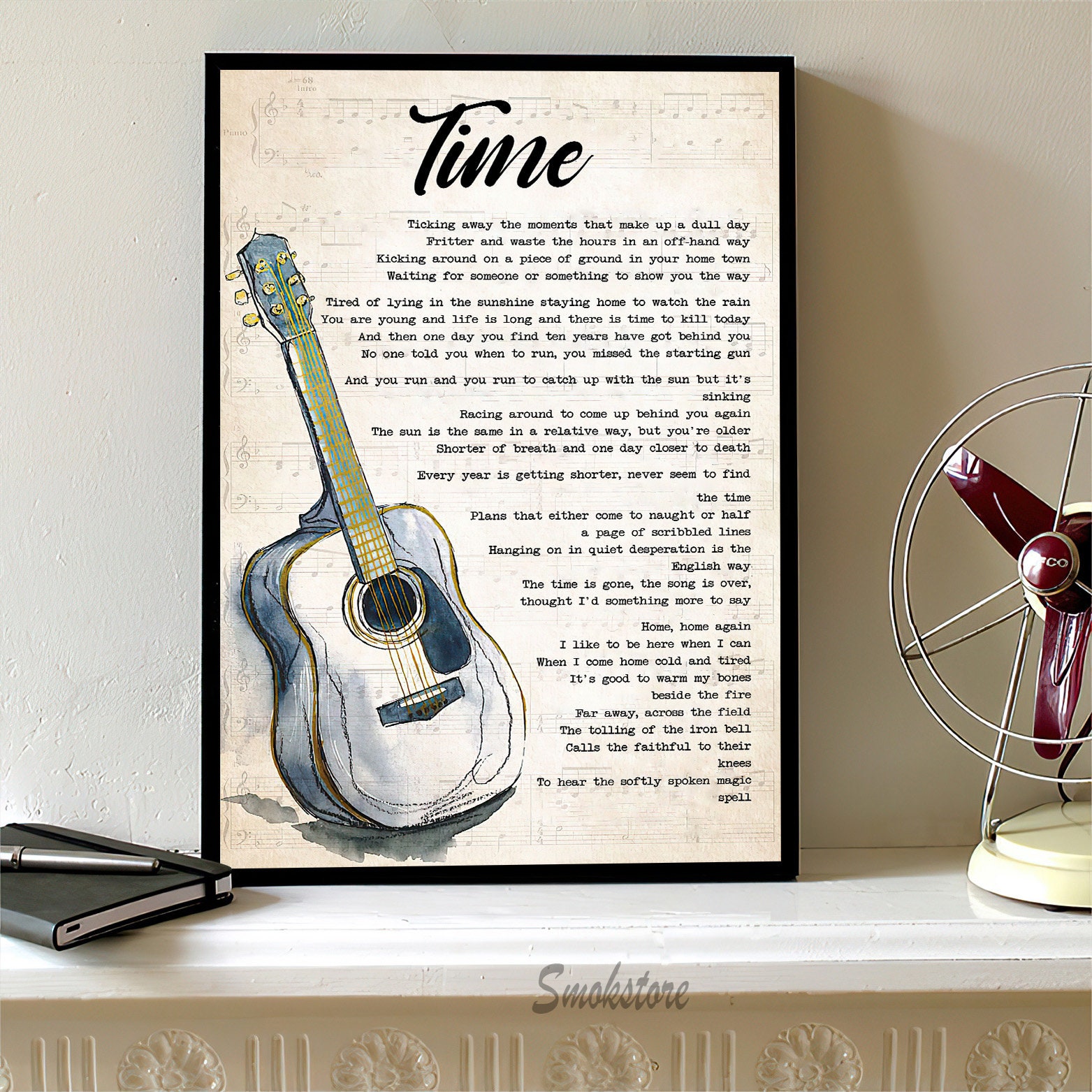 Time Pink Floyd Lyrics Poster Rock Music Album Vintage Etsy