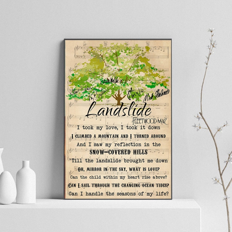 Fleetwood Mac Landslide Lyrics Poster Fleetwood Mac Landslide | Etsy