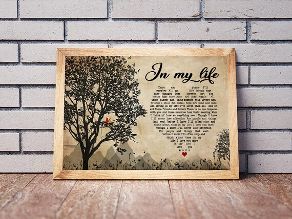In My Life the Beatles Lyrics Poster Song Lyrics Art Print | Etsy