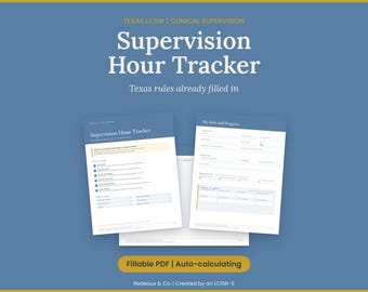 Texas LCSW Supervision Hours Tracker | Fillable Clinical Hours Log (Digital Download)