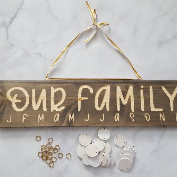Birthday Reminder Board ... Gray Stained Birthday Board "Our Family" ... Ready To Ship ... Christmas Gift...Celebration Board .. HAVENSPLACE