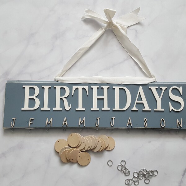 Celebrations Board In Blue Gray , Birthday Reminder Board , Birthday Calendar , Wood Wall Hanging , Wall Art , Haven's Place