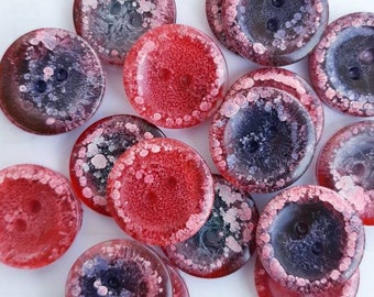Pinky Reds and Purples Nebula Handmade 5/8th Inch Sewing Buttons