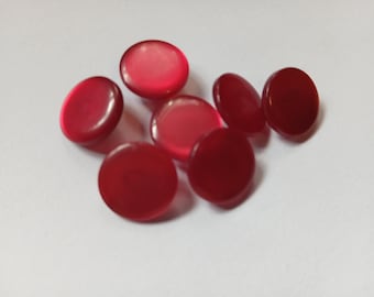 7 Red Vintage Sewing Buttons 5/8 Inch #NAO