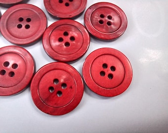 10 Red Sewing Buttons 7/8 Inch #NAG