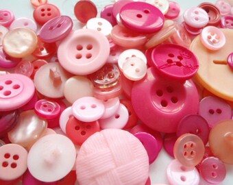 Pink Sewing Button Mix 5 to 30mm