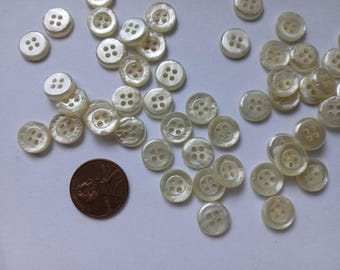 50 Vintage Cream Sewing Buttons 7/16 Inch #MAU