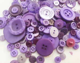 Purple Sewing Button Mix 5 to 30mm