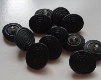 Lot of 12 Vintage Black Swirl Oval Sewing Buttons 18mm AFW