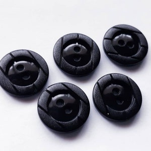 Vintage Dark and Natural Sewing Buttons Variety of Sizes Black Circles ABQ