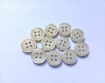 22 Vintage Cream Sewing Buttons 7/16 Inch #MAT