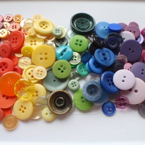 Rainbow Mix of Sewing Buttons 5 to 30mm 180 to 220 Buttons Quarter Pound of Buttons image 1