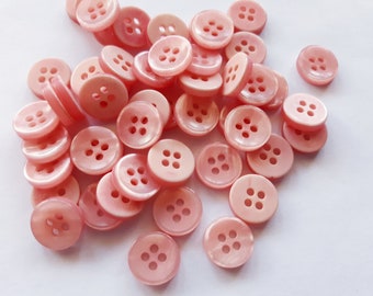 50 Peach Sewing Buttons 7/16 Inch in Size EHC