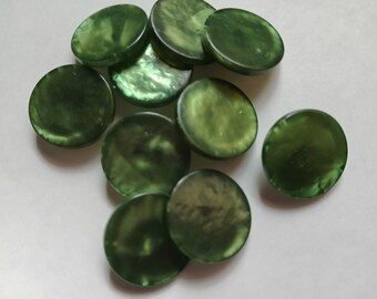 10 Green Vintage Sewing Buttons 3/4 Inch LAJ