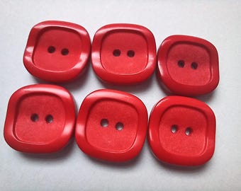 6 Red Sewing Buttons 3/4 Inch #MAX