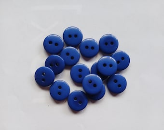 16 Little Blue Sewing Buttons 3/8th Inch KAU