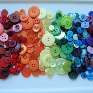 Rainbow Mix of Sewing Buttons 5 to 30mm 180 to 220 Buttons Quarter Pound of Buttons image 2