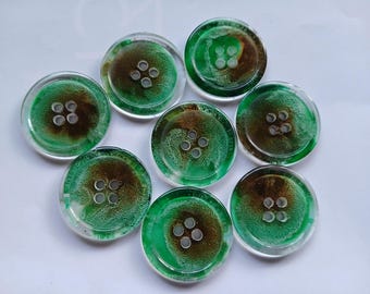 8 Pistachio Espresso 1 Inch Nebula Sewing Buttons NAI