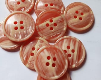 10 Orange Lines Sewing Buttons 7/8th Inch #MAO
