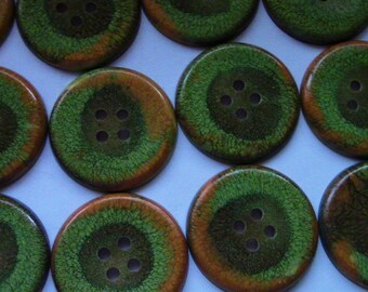 large flower button wood Sewing 4 Holes 1 1/2 inch 1Pcs red yellow white 