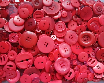 100 Red Mix of Sewing Buttons 3.99 Shipping