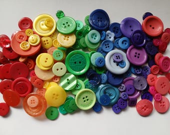 Rainbow Mix of Sewing Buttons 5 to 30mm 180 to 220  Buttons Quarter Pound of Buttons