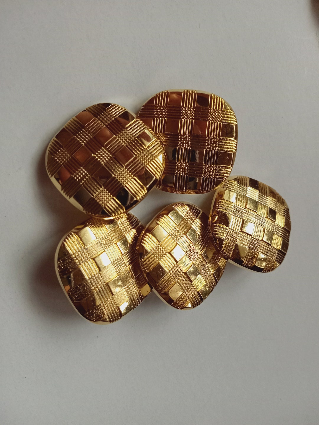 5 Gold Plated Square Sewing Buttons 23mm ECC Etsy