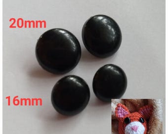 Black Eye Sewing Buttons for Stuffies 16mm EIC and 20mm EIB