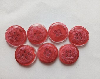 7 Pink Bloom Sewing Buttons 5/8 Inch