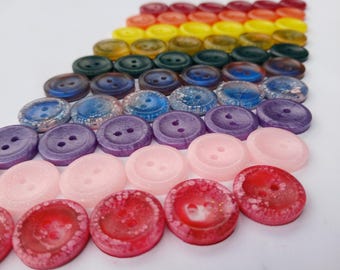 10 Button Rainbow of Colors 5/8 Inch Small Statement Buttons