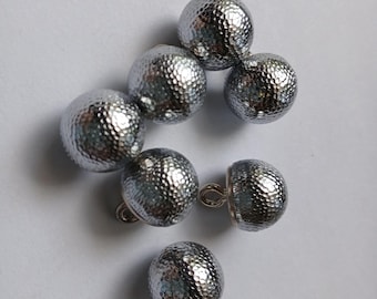 7 Silver Dome Vintage Sewing Buttons 5/8 Inch #MAN