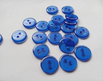 20 Little Clear Blue Sewing Buttons 1/2th Inch KAW