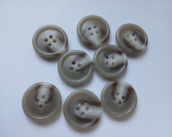 8 Grey Brown White Sewing Buttons 1 Inch #MAR