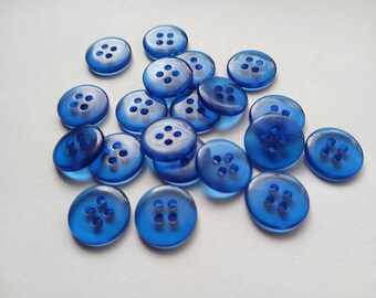 20 Little Clear Blue Sewing Buttons 1/2th Inch LAT
