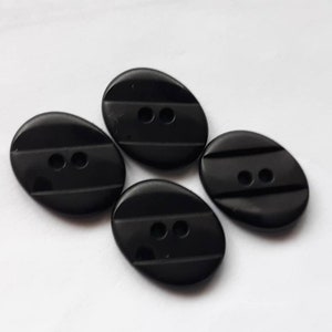Vintage Dark and Natural Sewing Buttons Variety of Sizes Black Oval ABP