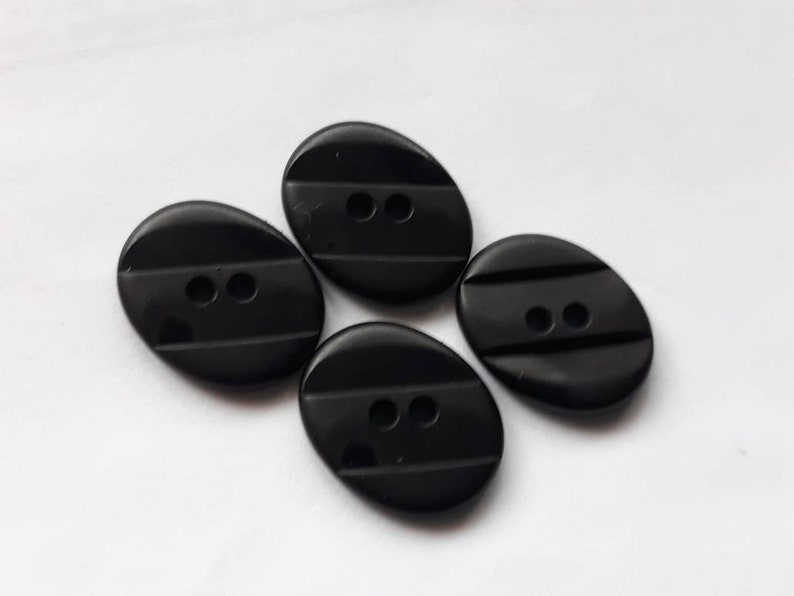 Vintage Dark and Natural Sewing Buttons Variety of Sizes Black Oval ABP
