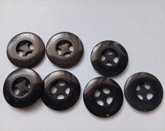 7 Black Sewing Buttons 7/8th Inch MAP